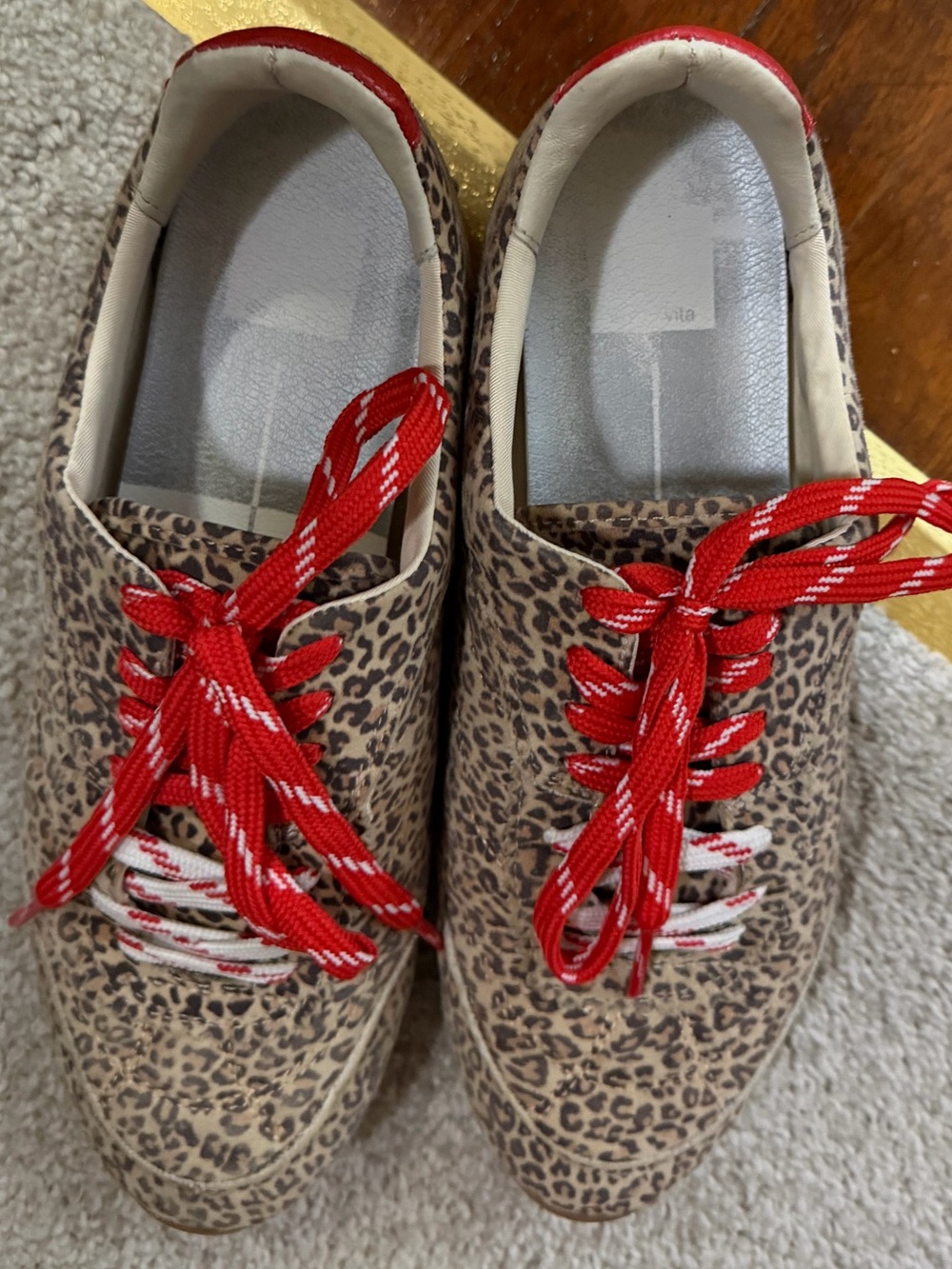 Dolce Vita Leopard Print Sneakers with Red Laces